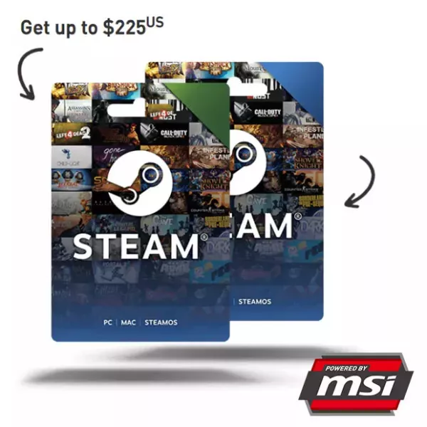 $120 USD Steam Gift Card (Redeemed via MSI) T&Cs Apply