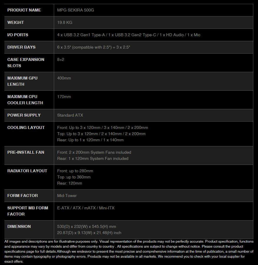 Buy MSI MPG Sekira 500G Black Mid Tower Case Online, Australia - Evatech